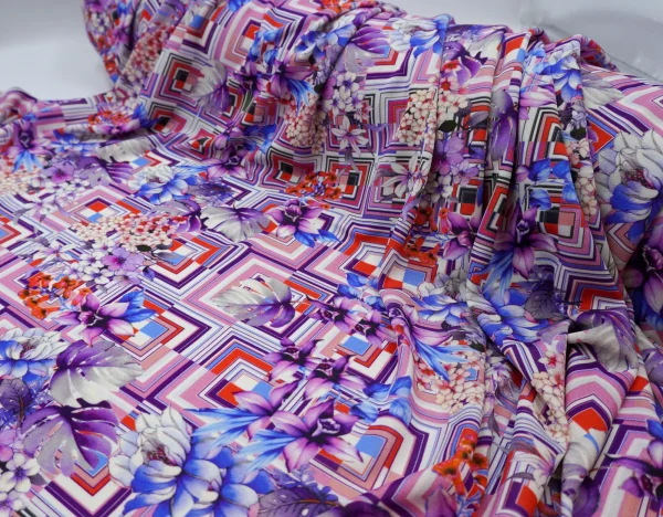 Exclusive Graphic Design Italian Printed Jersey 100% Viscose
